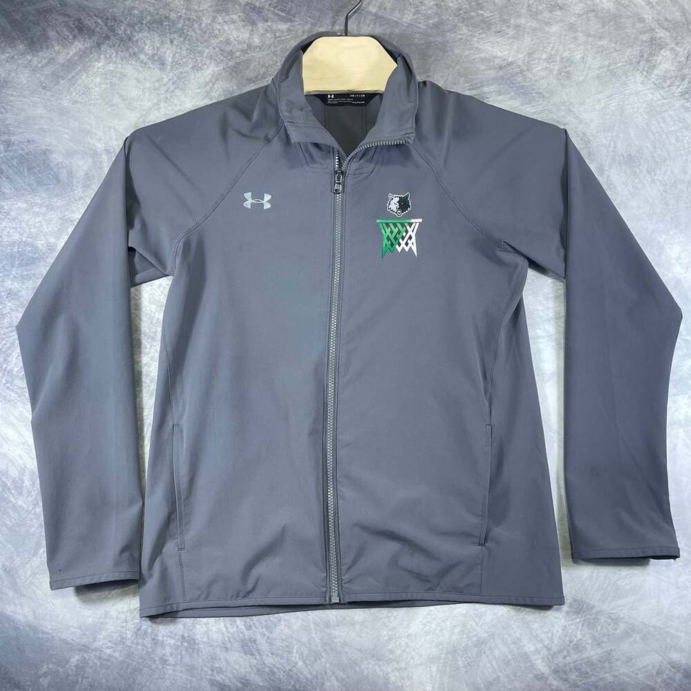 Under Armour Heatgear Wolf Logo Full-Zip Jacket Sz Small Gray Basketball Team
